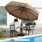 Costway 10 FT Patio Umbrella with Crank Tilt Adjustment Ruffles Vented Top 8 Ribs Beige/Brown/Gray/Blue/Red